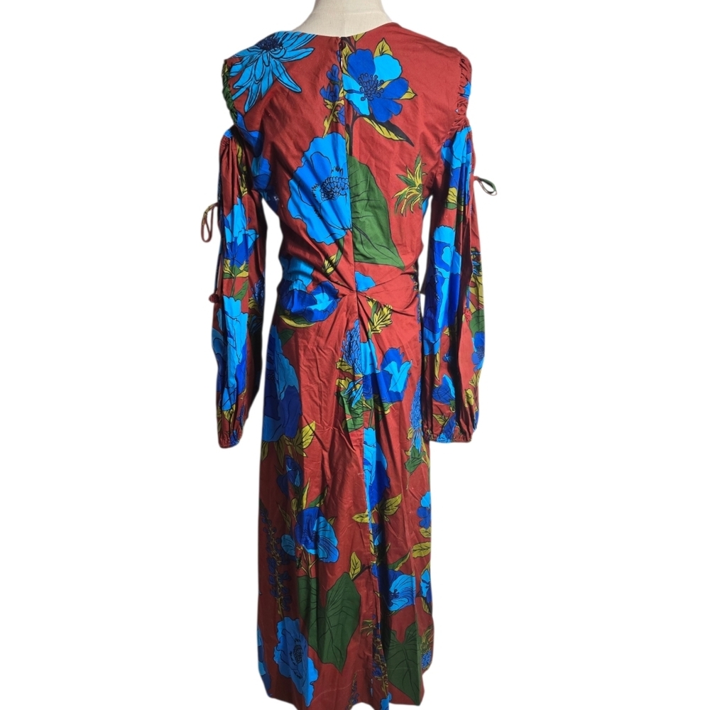Farm Rio Anthropologie Floral V-Neck Maxi Dress - Red and Blue NWT - Picture 4 of 9